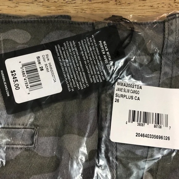 New outdoor durable with pockets, Hudson Jeans Slim Camo Print Cargo Pants G12